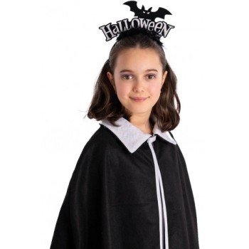 Cerchietto halloween bianco con pipistrello e marabout