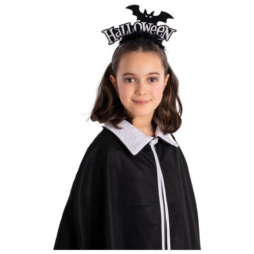 Cerchietto halloween bianco con pipistrello e marabout