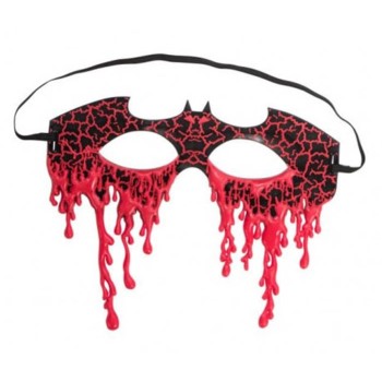 Maschera pipistrello nera sanguinante in plastica morbida 2