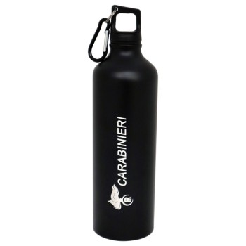 Borraccia alluminio nera 800 ML con moschettone Carabinieri