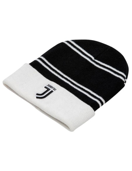 Cappello cuffia acrilico bianco e nero con logo ricamato FC Juventus