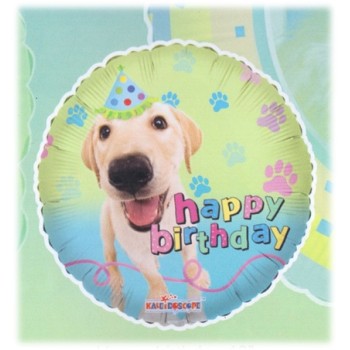 Palloncino mylar Happy Birthday cane con cotillon