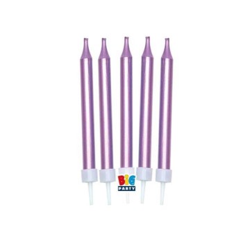 Candeline per torta matite mini metal Cm. 9 - Blister 5 pezzi - Fuxia