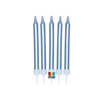 Candeline per torta matite mini metal Cm. 9 - Blister 5 pezzi - Blu