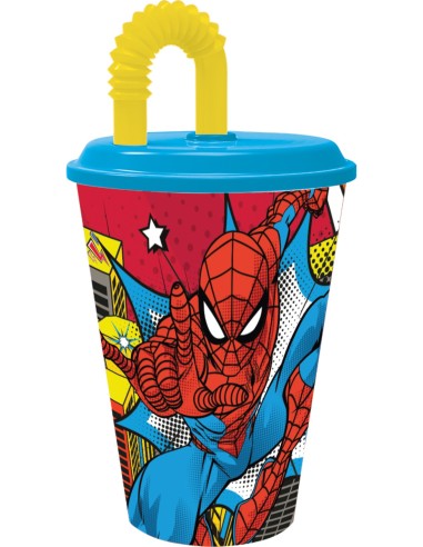 Bicchiere con cannuccia 430 ML - Spiderman