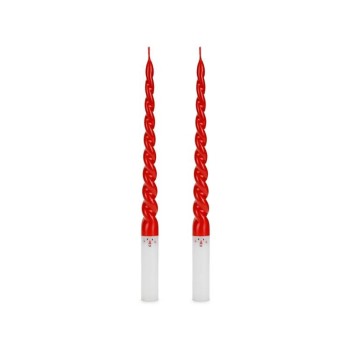 Set 2 candele torciglione rosse con base bianca "Santa Claus" Cm. 25