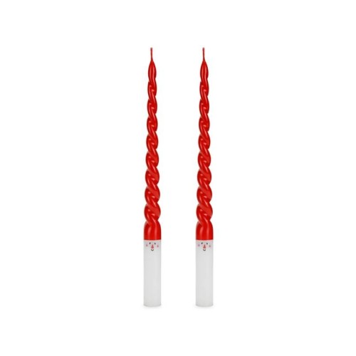 Set 2 candele torciglione rosse con base bianca "Santa Claus" Cm. 25