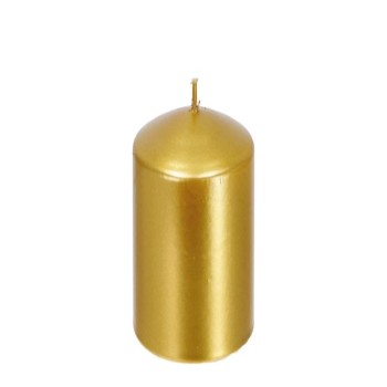 Candela cera cilindro Oro Metallizzata Diametro cm. 7 x 7,5 H