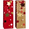 Busta regalo portabottiglia natalizia "Star" Cm. 12x9x36 - Modelli assortiti