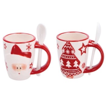 Tazzina caffè con cucchiaino natalizio Cm. 6 - Modelli assortiti