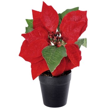 Piantina stella di natale finta con vaso Cm. 9x23