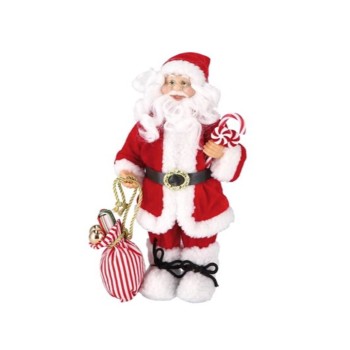 Babbo Natale con vestito deluxe e sacco Cm. 30