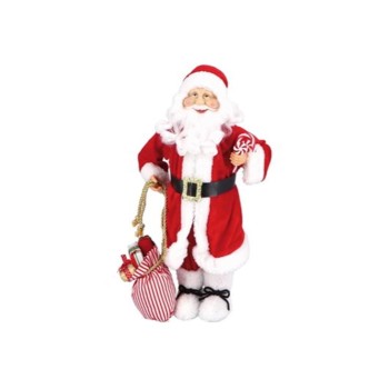 Babbo Natale con vestito deluxe e sacco Cm. 45