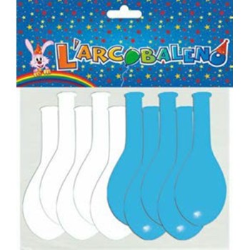 Palloncini medi bianco/celesti Cm. 26 - Blister 10 pezzi