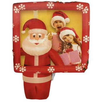 Babbo Natale con cornice selfie e luci Cm. 185 con gonfiatore elettrico 2