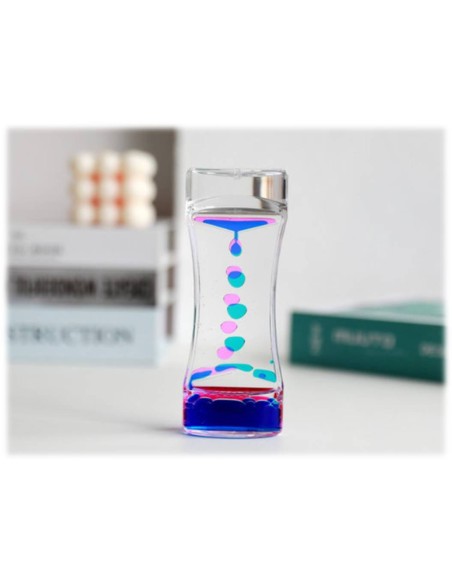 Clessidra liquida plex Cm. 5,5x3,3x14,5 - Blu e rosa