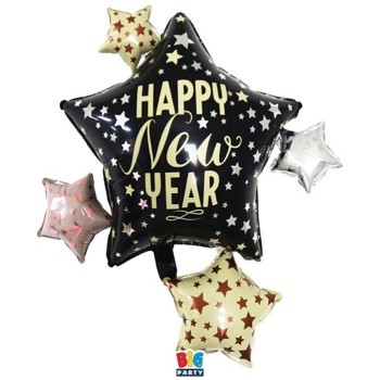 Palloncino mylar sagomato Cm. 83x90 – Stelle Happy New Year