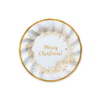 Piatti piani carta Cm. 20 - Confezione 8 pezzi - Christmas Gold