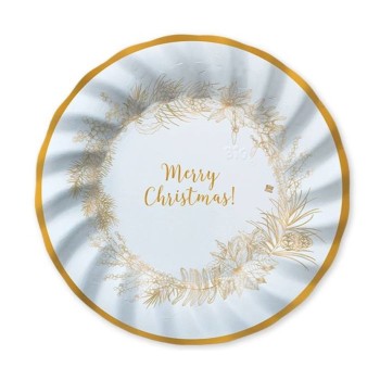 Piatti carta piani Cm. 25 - Confezione 8 pezzi - Christmas Gold