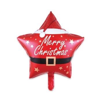 Palloncino mtlar Cm. 45 - Stella con cappello Babbo Natale
