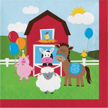 Tovaglioli carta Cm. 33x33 – Fattoria animali – Confezione 18 pezzi