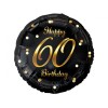 Palloncino mylar rotondo 18" - Happy Birthday 60 - Nero con stampa Gold