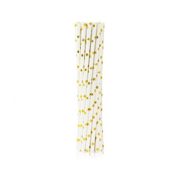 Cannucce in carta righe stelle oro gold - Cf. 12 pezzi