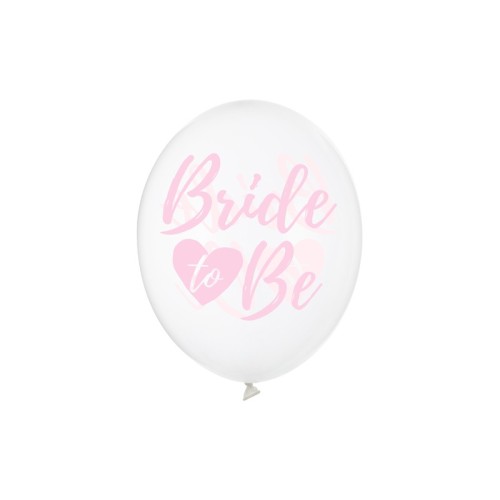 Palloncini lattice Cm. 30 - Bride to Be - Crystal & Pink - Blister 6 pezzi