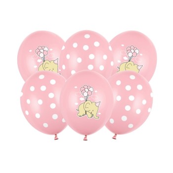 Palloncini lattice Cm. 30 - Elefantino pastello Baby Pink - Blister 6 pezzi