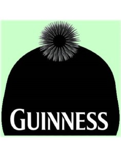 Cappello cuffia logo Guinness nera con pon pon
