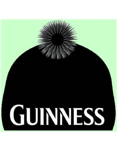 Cappello cuffia logo Guinness nera con pon pon