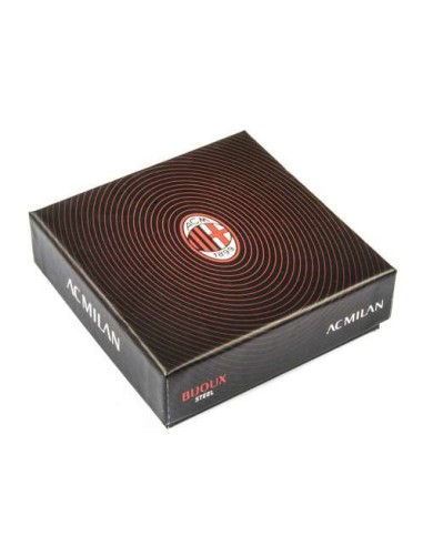 Bracciale in cuoio e piastra in acciaio 316L AC Milan