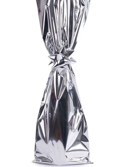 Busta regalo metallizzata cm. 18x50 - Confezione 50 pezzi - Argento