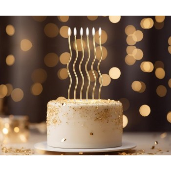 Candeline per torta swirl metallizzate Cm. 16 - Oro Gold - Blister 6 pezzi 2