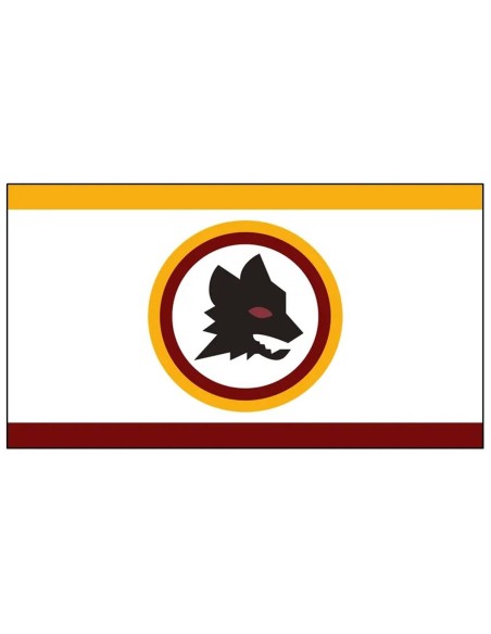 Bandiera con asola Cm. 70x100 - AS Roma bianca con lupetto