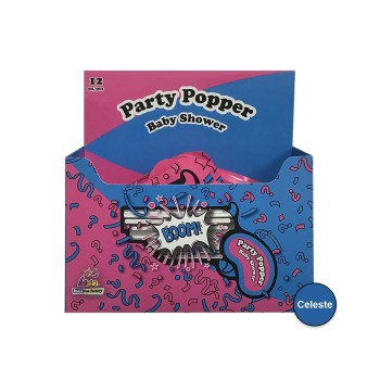 Party Popper sparacoriandoli revolver - Baby Shower celeste 2