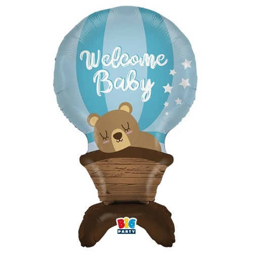Palloncino mylar standing Airfilled Cm. 63x95 – Welcome baby rosa