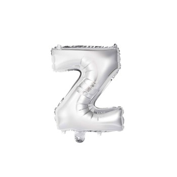 Palloncino mylar 14" Cm. 35 con valvola - Argento Silver - Lettera Z