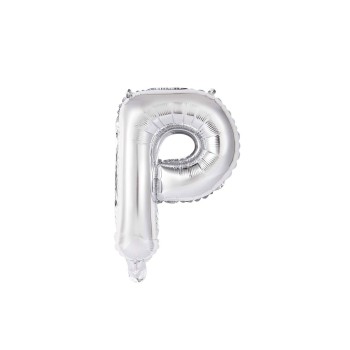 Palloncino mylar 14" Cm. 35 con valvola - Argento Silver - Lettera P