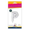 Palloncino mylar 14" Cm. 35 con valvola - Argento Silver - Lettera P