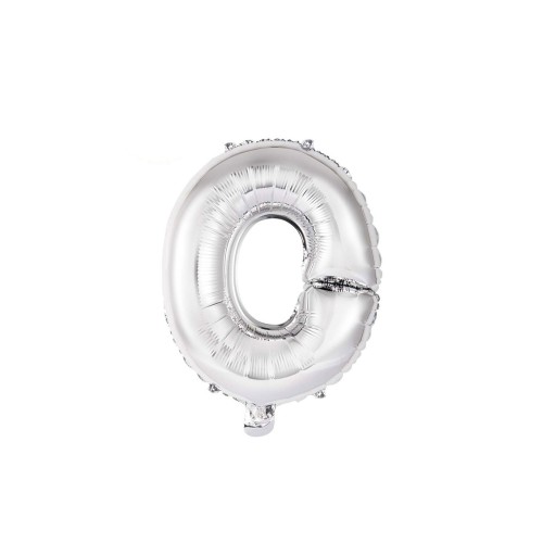 Palloncino mylar 14" Cm. 35 con valvola - Argento Silver - Lettera O