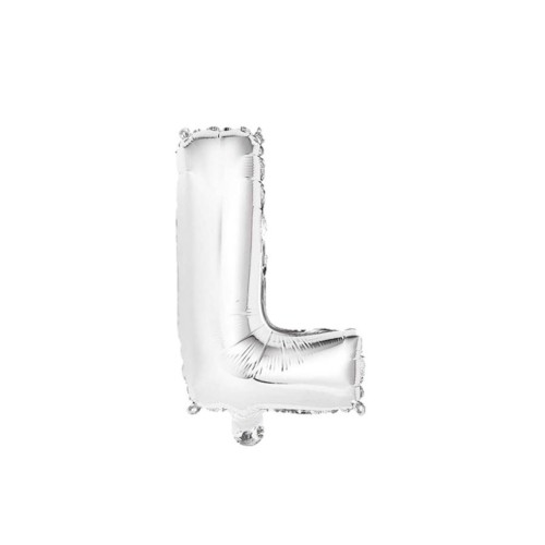 Palloncino mylar 14" Cm. 35 con valvola - Argento Silver - Lettera L