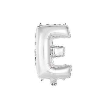 Palloncino mylar 14" Cm. 35 con valvola - Argento Silver - Lettera E