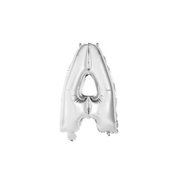 Palloncino mylar 14" Cm. 35 con valvola - Argento Silver - Lettera A