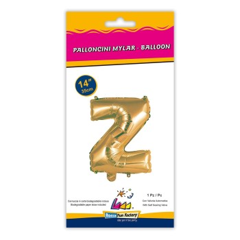 Palloncino mylar 14" Cm. 35 con valvola - Oro Gold - Lettera Z 2