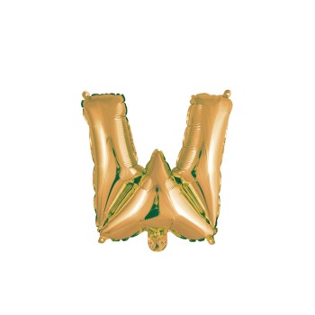 Palloncino mylar 14" Cm. 35 con valvola - Oro Gold - Lettera W