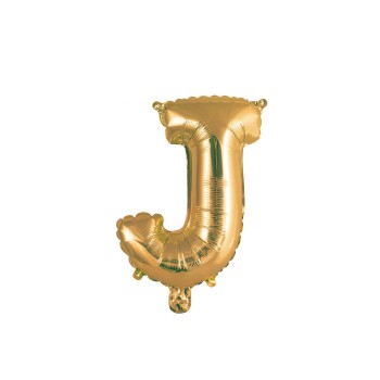 Palloncino mylar 14" Cm. 35 con valvola - Oro Gold - Lettera J