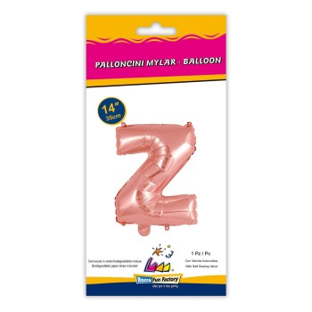 Palloncino mylar 14" Cm. 35 con valvola - Rosa Gold - Lettera Z 2