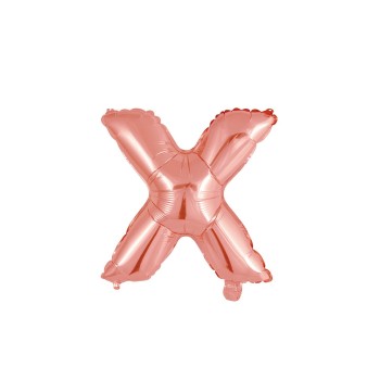Palloncino mylar 14" Cm. 35 con valvola - Rosa Gold - Lettera X