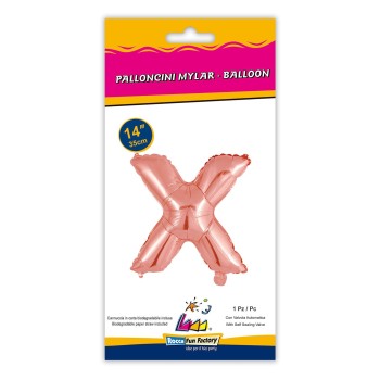Palloncino mylar 14" Cm. 35 con valvola - Rosa Gold - Lettera X 2